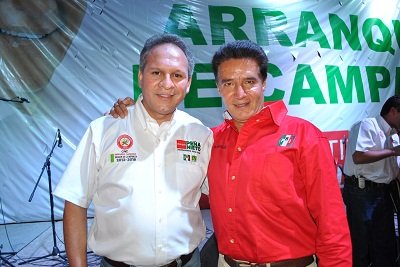 Gerardo Sánchez líder nacional de la CNC acompañó a José Herlindo Velázquez Fernández candidato del PRI a la presidencia municipal de Salvatierra.